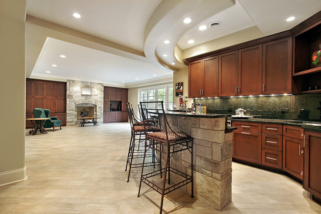 Finished Basement with Kitchen by Houston Remodeling Services - Your Omaha Basement Remodeling Contractor